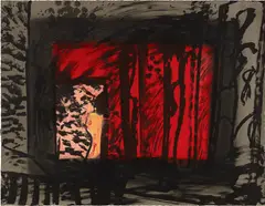 Blood (H. 69) by Howard Hodgkin, 1982-85, Lithograph with hand-coloring in watercolor and gouache, on Arches paper, the full sheet, offered Jun 2024