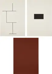 Blinky Palermo, Mappe zur Wandmalerei Hamburger Kunstverein (Portfolio for Mural at the Hamburger Kunstverein) (J. 33), 1973, The complete set of two lithographs and one screenprint in burnt umber, on wove paper, with full margins and the full sheet