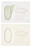 Robert Mangold, Untitled, State A (Color); and Untitled, State B (Black), from BAM II: Brooklyn Academy of Music Portfolio II (S. & S. 1988.03-1988.04), 1988, Two etching and aquatints in colors, on Somerset and D'Arches Rough papers respectively, with full margins