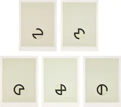 Jo Baer, #2; #3; #5; #8; and #9, from Cardinations, 1974, Five screenprints in colors, on J.B. Green handmade paper, with full margins