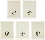 Jo Baer, #2; #3; #5; #8; and #9, from Cardinations, 1974, Five screenprints in colors, on J.B. Green handmade paper, with full margins