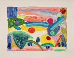 Gillian Ayres, Limelight (A.C. 1), 1998, Etching with carborundum and hand-coloring, on Arches paper, with full margins