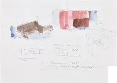 Manfred Pernice, Untitled, 1997, Unique mixed media drawing in colors, on wove paper