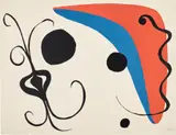 Alexander Calder, Boomerang rouge et bleu avec oignon (Red and Blue Boomerang with Onion), 1964, Lithograph in colors, on Arches paper, with full margins