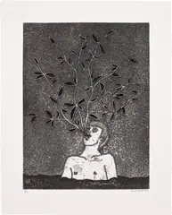 Felipe Baeza, Ahuehuete en La Noche (Ahuehuete at Night), 2017, Etching and aquatint with glitter additions, on wove paper, with full margins