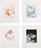 Inka Essenhigh, Untitled, 2001, The complete set of four etchings, three with drypoint and two with aquatint, in sienna, indigo, brown and green respectively, on Somerset paper, with full margins