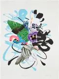 Shinique Smith, Purple Pansy, 2008, Screenprint and archival inkjet print in colors with collage, on Rives BFK paper, with full margins