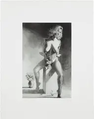 Kathy on a Pedestal by Lisa Yuskavage, 2001, Etching and aquatint, on Shikibu Gampi Chine collé to Lana Gravure paper, with full margins, sold Jun 2024