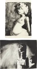 Foodeater; and Laura and Shrink by Lisa Yuskavage, 1996-97; and 1997-98, Two monotypes, on wove paper, the full sheets, sold Jun 2024
