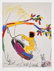 Glenn Ligon, Boy on Tire (R. p. 197), 2004, Screenprint in colors, on wove paper, with full margins