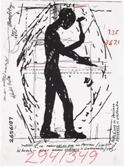 Jonathan Borofsky, Workers on Planet Earth at 2941455, 1985, Screenprint in colors, on Arches paper, the full sheet