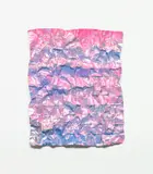 Rana Begum, No. 889 Folded Grid, 2019, Spray paint, on aluminum foil, contained in the original artist's frame