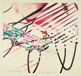 James Rosenquist, The Kabuki Blushes, from Secrets in Carnations (G. 206), 1986, Lithograph in colors, on Chiri Kozo paper, with acrylic monoprint collage in colors, on Somerset Satin paper, with full margins