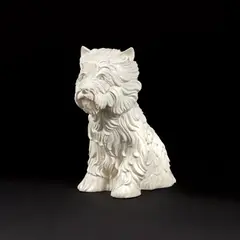 Puppy by Jeff Koons, 1998, Glazed white ceramic vase, contained in the original Styrofoam-lined white and blue cardboard box, sold Jun 2024