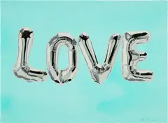 Joel Mesler, Chrome Love, from Chrome Love Gold Love, 2022, Screenprint in colors with hand-coloring in acrylic wash, on Saunders Waterford paper, the full sheet