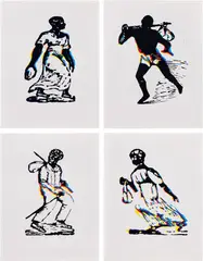 Rich Black Specimen: #26, #460, #21, #66 by Hank Willis Thomas, 2013, The complete set of four screenprints in colors, on Rives Papier de Lin paper, with full margins, offered Sep 2024