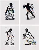 Hank Willis Thomas, Rich Black Specimen: #26, #460, #21, #66, 2013, The complete set of four screenprints in colors, on Rives Papier de Lin paper, with full margins