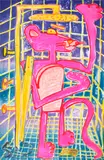 Katherine Bernhardt, Shower Power, 2023, Unique lithograph in colors, on Somerset Tub Sized paper, the full sheet