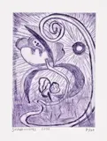 Shara Hughes, Night Opening, 2022, Etching in violet, on Rives BFK paper, with full margins