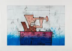 Carroll Dunham, Island (K. A64), 1997-98, Etching and aquatint in colors, on Arches Et Tout Cas paper, with full margins