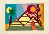 Melvin W. Clark, Pharoah's House, 1988, Linocut in colors with hand-coloring, on Rives BFK paper, with full margins
