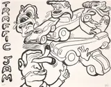 Peter Saul, Traffic Jam, from Greenpeace 50 Years Print Portfolio, 2022, Lithograph, on Somerset paper, the full sheet