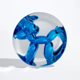 Jeff Koons, Balloon Dog (Blue), 2002, Porcelain multiple painted in chrome, contained in the original Styrofoam-lined presentation box with blue printed signature and original plastic stand