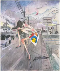Aya Takano, A Night Walk - A Pink Moon Emerged, 2005, Offset lithograph in colors, on wove paper, with full margins