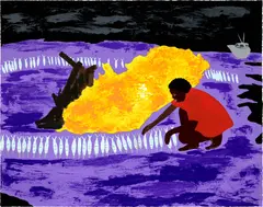 Cassi Namoda, Ernesto finds potential on the other side, from Greenpeace 50 Years Print Portfolio, 2022, Screenprint in colors, on Somerset Satin paper, the full sheet