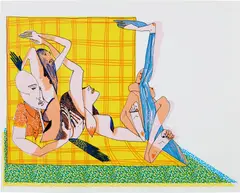 Laid Up by Christina Quarles, 2020, Screenprint in colors, on Somerset paper, the full sheet, sold Sep 2024