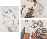 Philip Pearlstein, Figure on Couch, from Six Lithographs Drawn from Life; Nude with Rocker; and Models and Horses, 1970, 1977 and 1992, Three lithographs in colors, on various wove papers, the full sheets