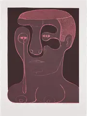 Nicole Eisenman, Untitled, 2012, Woodcut in colors, on Rives BFK paper, with full margins