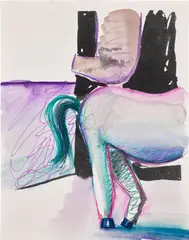 Sexy Horse by Katherina Olschbaur, 2020, Giclée print in colors with hand-coloring in crayon and watercolor, on wove paper, the full sheet, sold Sep 2024