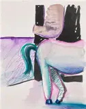 Katherina Olschbaur, Sexy Horse, 2020, Giclée print in colors with hand-coloring in crayon and watercolor, on wove paper, the full sheet
