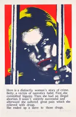 Alix du Serech, (Here is a distinctly woman's story...), from Gang Women and Legal Wives Series, 1985, Screenprint in colors, on wove paper, with full margins