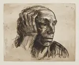Käthe Kollwitz, Selbstbildnis (Self-Portrait) (K. 171), 1921, Etching and burnisher, on wove paper, with full margins