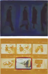 Karen Cunningham, Businessmen, from Commuter Series; and Asser Levy Pool, from Public Pool Series #4, 1997 & 2001, Two carborundum monoprints in colors, on Somerset and Magnani Pescia papers respectively, the full sheets