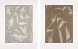 Tauba Auerbach, Plate Distortion II; and Plate Distortion III, 2011, Two aquatints in colors, on Kozo Chine collé to Revere paper, with full margins