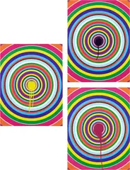 Jim Lambie, Sunspots: three plates, 2018, Three digital prints in colors with unique spray paint hand-finishing, on wove paper, the full sheets