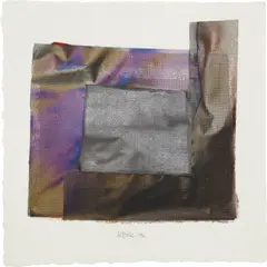 Fraction #311 by Larry Bell, 1996, Mixed media collage with aluminum and silicon monoxide on wove paper, sold Sep 2024