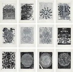 Terry Winters, Atmospheres (F. & S. 59-70), 2014, The complete set of 12 monumental screenprints in colors with water-based and UV inks, on Lanaquarelle paper, the full sheets