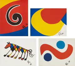 Flying Colors: four plates by Alexander Calder, 1974, Four lithographs in colors, on Arches paper, the full sheets, sold Sep 2024
