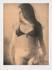 Lisa Yuskavage, Babie, 2003-04, Etching and aquatint, on cream laid paper Chine collé to wove paper, with full margins