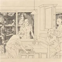 Andrew Raftery, Open House: Renovated Ranch, 2003, Etching, on laid paper, the full sheet
