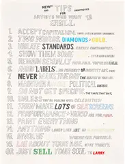 William Powhida, Tips For Artists Who Want To Sell (new and unimproved), 2010, Screenprint in colors, on Rives BFK paper, with full margins