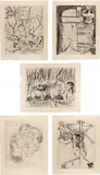 Martin Kippenberger, Untitled I - V, 1991, The complete set of five monumental etchings in brown, on handmade Nepali paper, with full margins