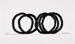 Bernar Venet, Five Indeterminate Lines, 1995, Relief print in tar, on wove paper, with full margins