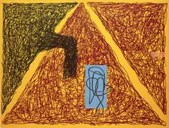 Jonathan Lasker, Born Yesterday, 1990, Screenprint and handpainted additions over airbrushed auto body shop lacquer in colors, on stretched linen