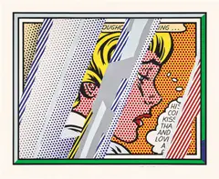 Roy Lichtenstein, Reflections on Girl, from Reflections Series (C. 245), 1990, Lithograph, screenprint and relief in colors with metallized PVC collage and embossing, on Somerset paper, with full margins
