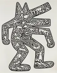Keith Haring, Dog (L. pp. 48-49), 1986-87, Lithograph, on Rives BFK paper, with full margins
